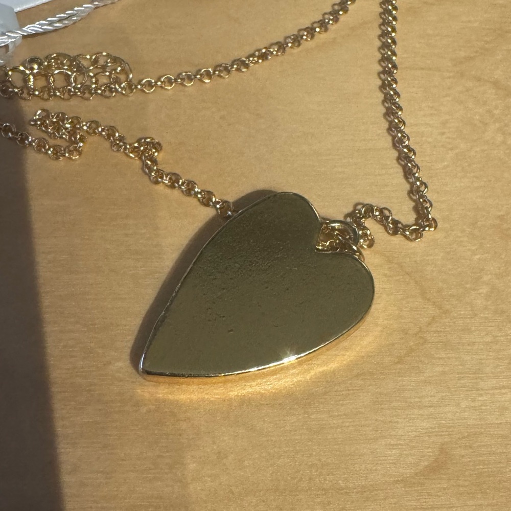Gold Tone Initial “A” Black Heart Rhinestone Pendant Necklace - Picture 4 of 4